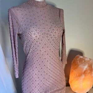 Elegant Mauve Dress with Rhinestone Detailing